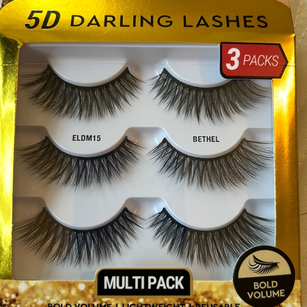 5D Darling Lashes - 3 Pairs. Multipack Bold Volume. Black - brand Poppy &Ivy